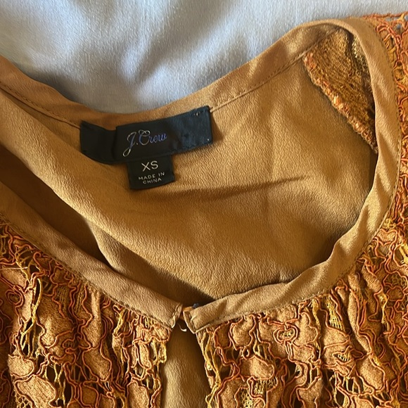 J. Crew Women's Stunning Lace Lined Keyhole Front Blouse Burnt Orange Size XS - Picture 7 of 7